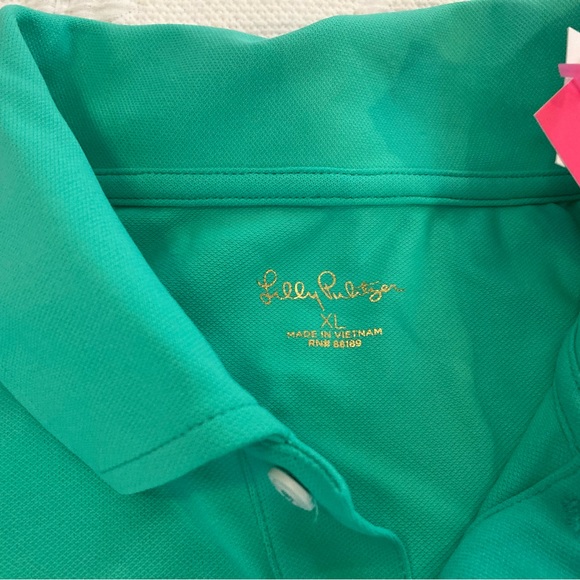 NWT LillyPulitzer Mens UPF50+ Polo in Gustavia Green size xl - Picture 3 of 8